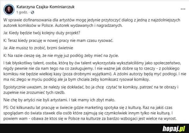 W sprawie dofinansowania dla artystów