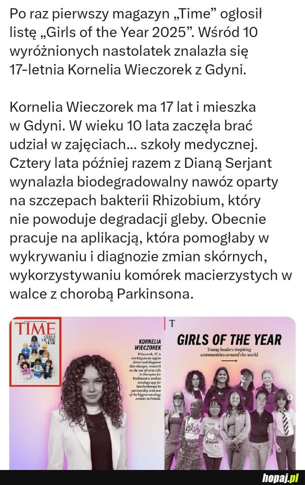 Kornelia Wieczorek z Gdyni znalazła się na liście &quot;Girls of the year 2025&quot;