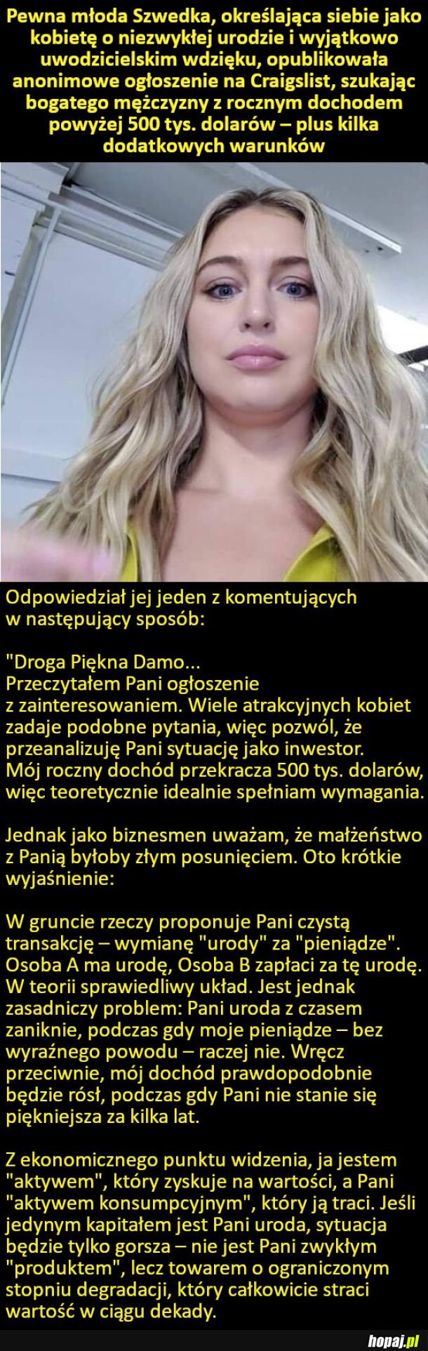 Mężczyzna odpowiedział na jej ogłoszenie
