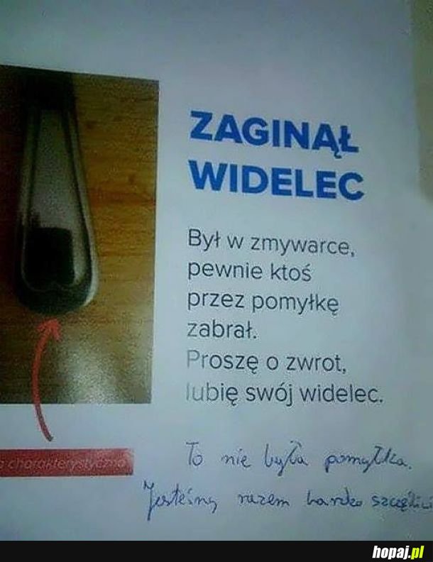 Zaginął widelec