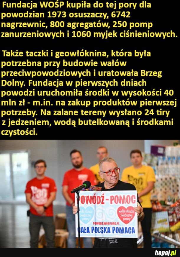 WOŚP wspiera powodzian