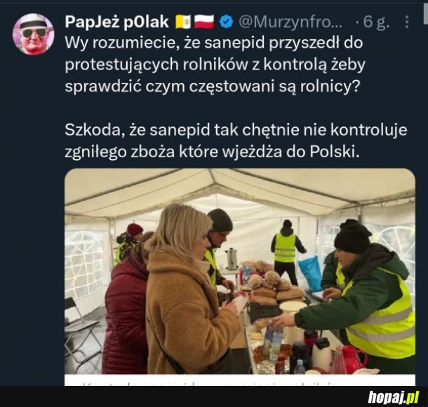 Szkoda, że nie kontrolują zboża, które wjeżdża do Polski