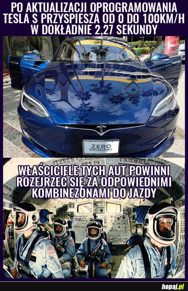 TESLA S Z PRZYSPIESZENIEM 2,27 SEKUNDY NA 100KM!