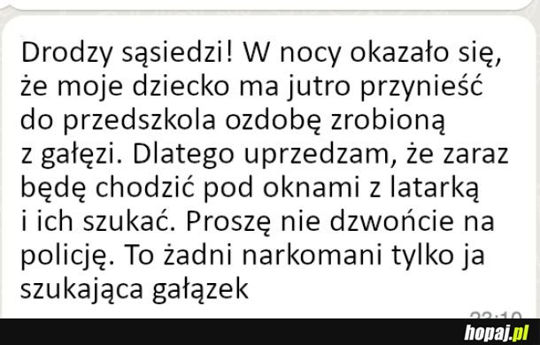 Kiedy dziecko musi przynieść ozdobę z gałęzi