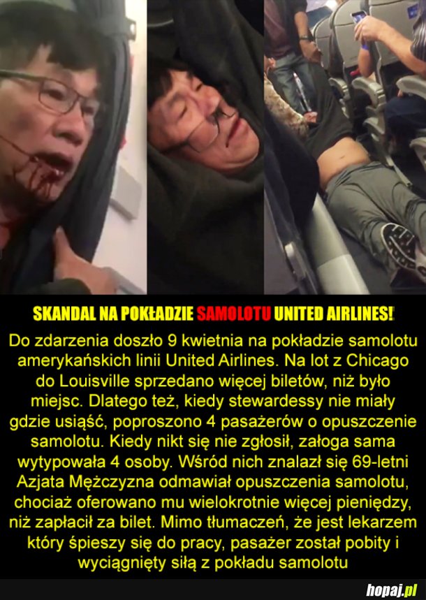 SKANDAL W UNITED AIRLINES