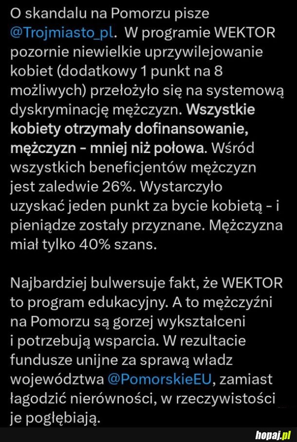 Zarzuty o dyskryminację mężczyzn