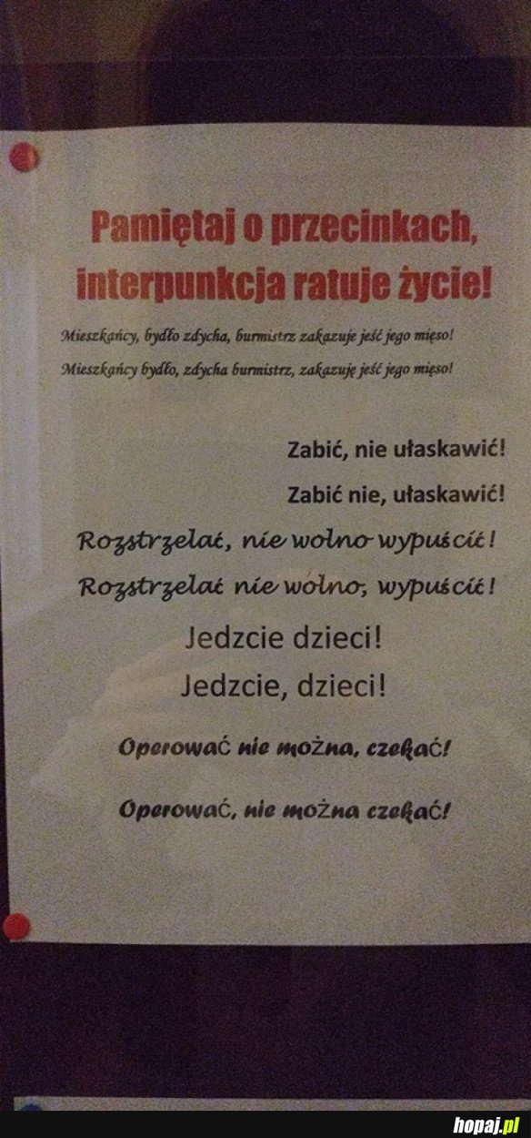 PAMIĘTAJ O PRZECINKACH