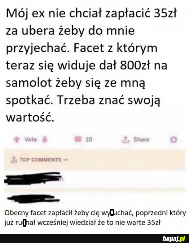 Trzeba znać swoją wartość