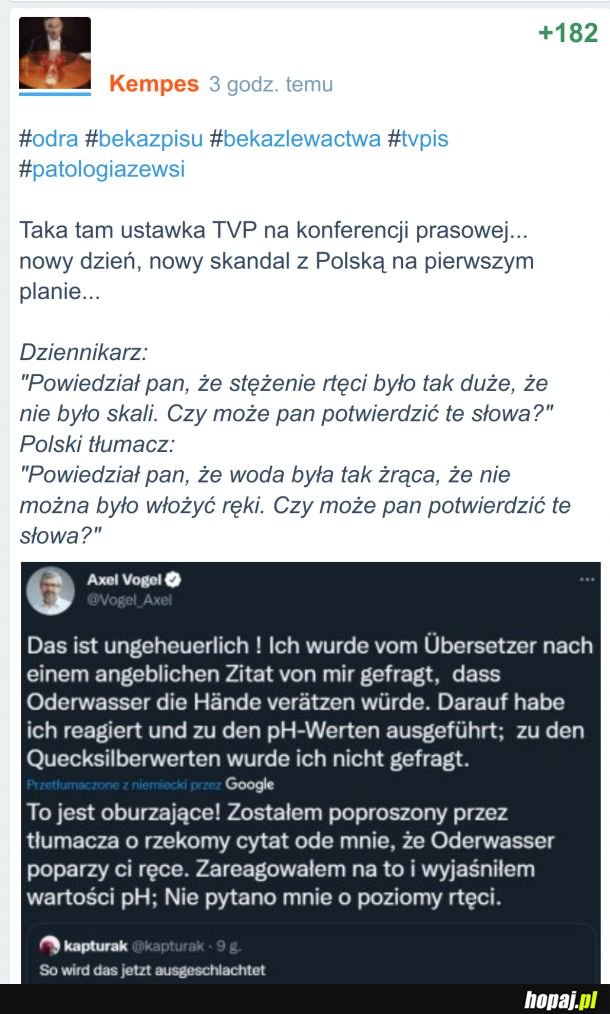 Pa synek jakie niemce głupie, polskiego nie rozumiejo! Joseph Goebbels byłby dumny z TVP!