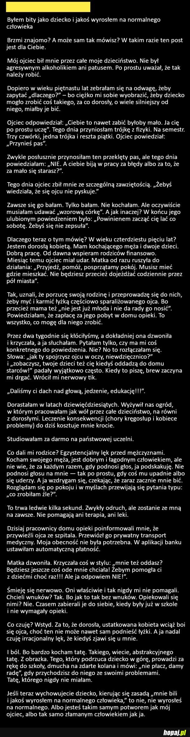 'Byłem bity jako dziecko i jakoś wyrosłem na normalnego człowieka'