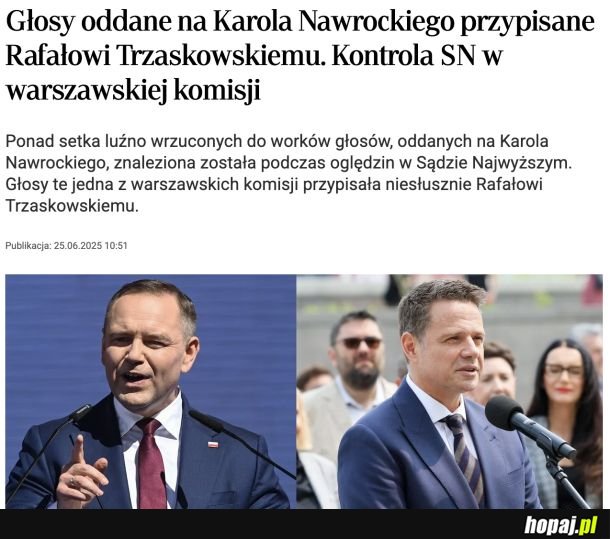 W Warszawie głosy na Nawrockiego przypisano Trzaskowskiemu