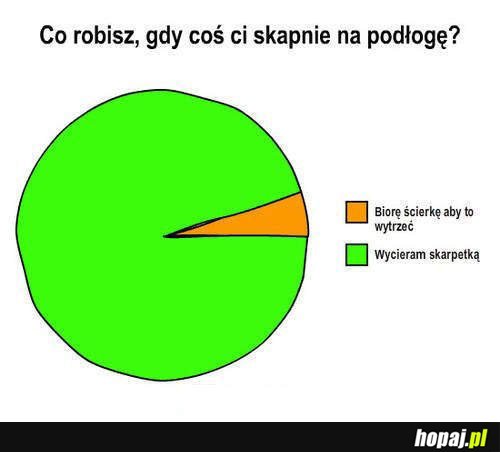 Co robisz, gdy coś skapnie na podłogę?