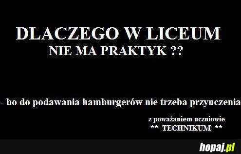 Dlaczego w liceum nie ma praktyk?