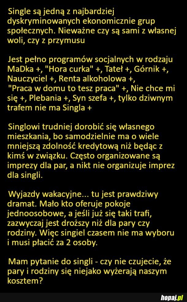 Single najbardziej obrywają po głowie