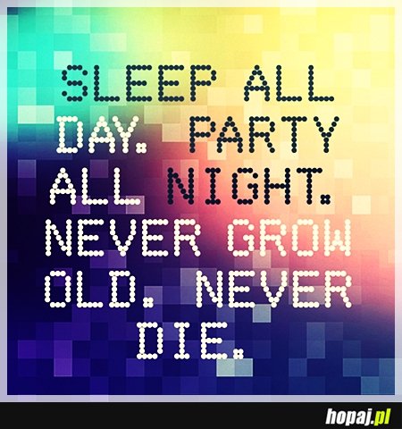  SLEEP ALL DAY. PARTY ALL NIGHT 