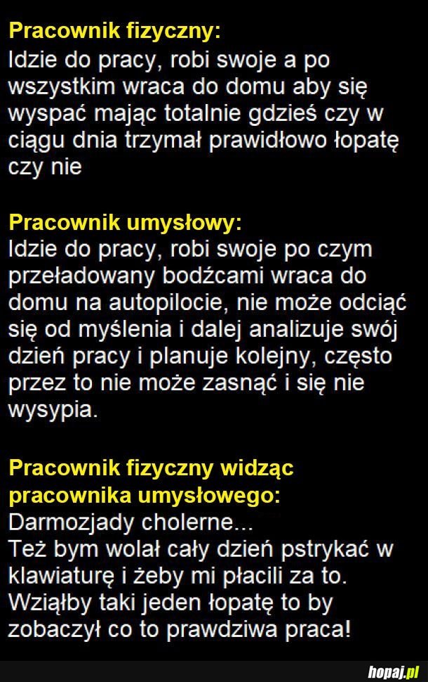 Pracownik umysłowy vs pracownik fizyczny