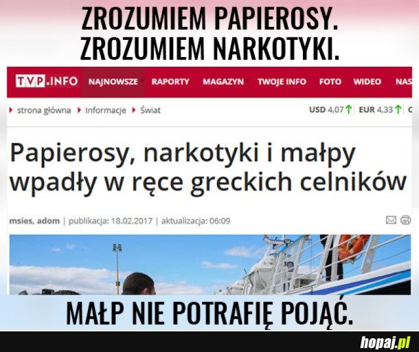 BO TO MAŁPY BYŁY PRZEMYTNIKAMI