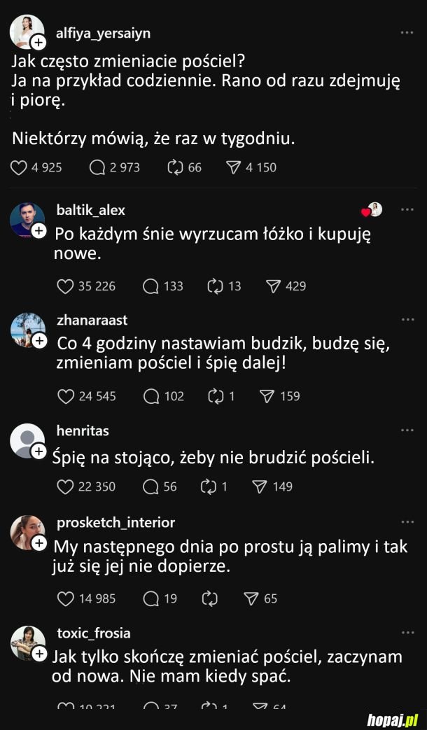 A wy jak często zmieniacie pościel?