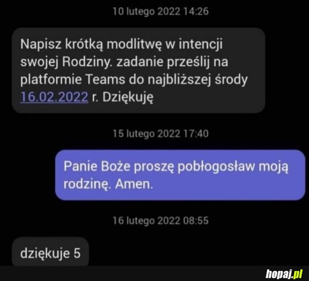 Napisz krótką modlitwę w intencji swojej Rodziny