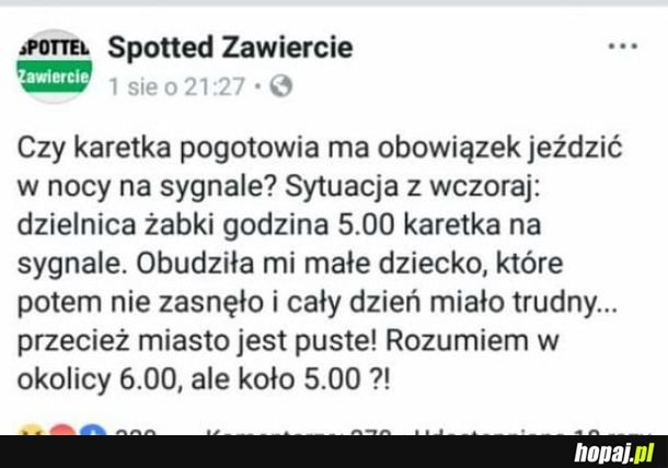 No kto to widział życie ratować jak dziecko śpi