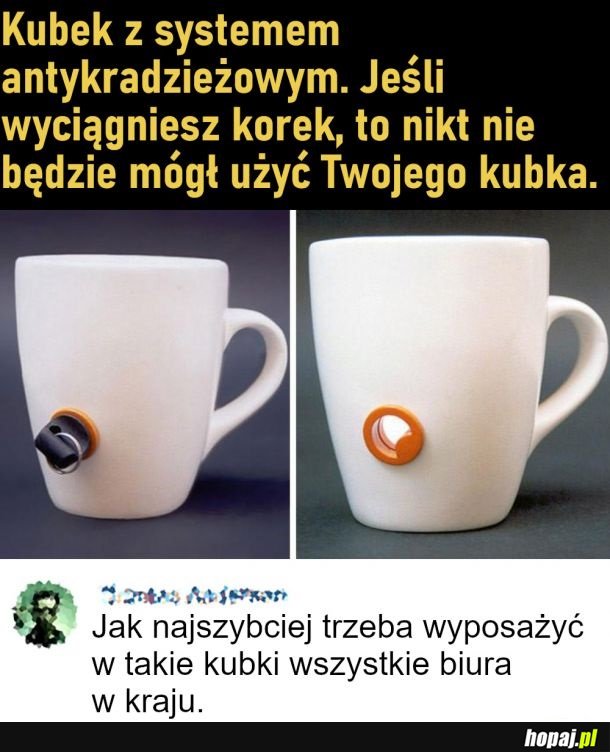 Kubek z systemem antykradzieżowym