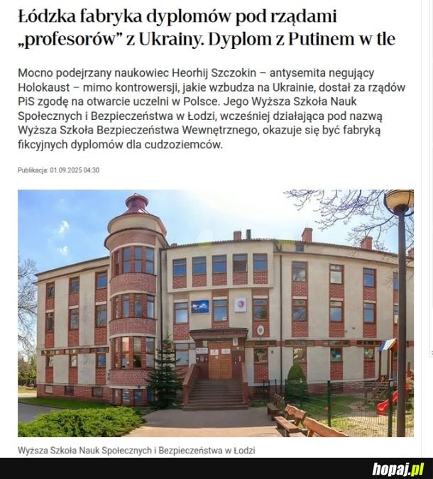 I cyk, kolejne Kolegium Tumanum, zaraz okaże się, że posłowie z lewa i prawa dostawali tam doktoraty