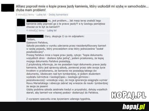 Prawo jazdy kamienia ;)