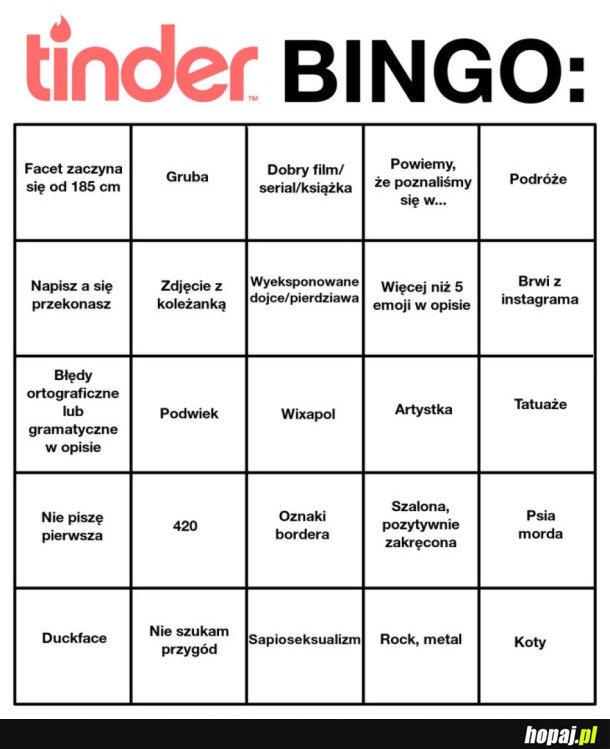 TINDER BINGO