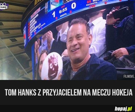 Tom Hanks z przyjacielem na meczu