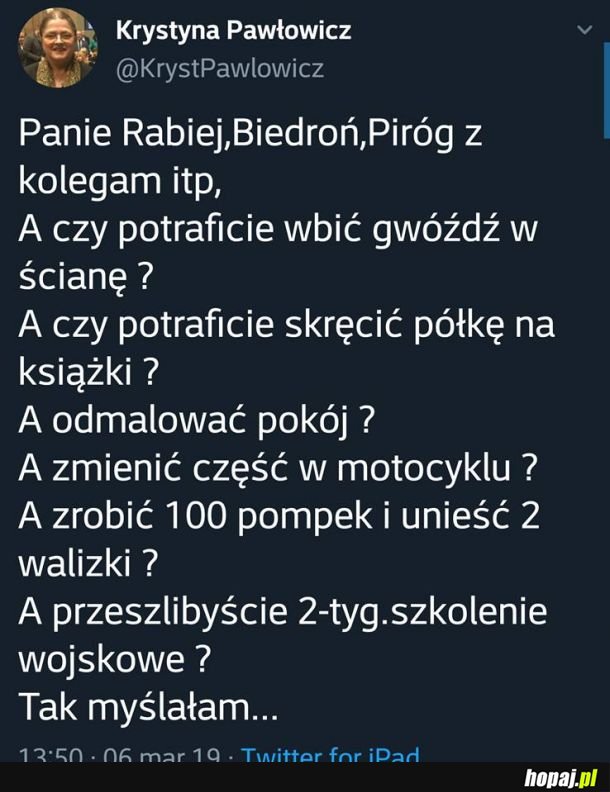 A czy Pani Krystyna umie milczeć? Tak myślałem. 