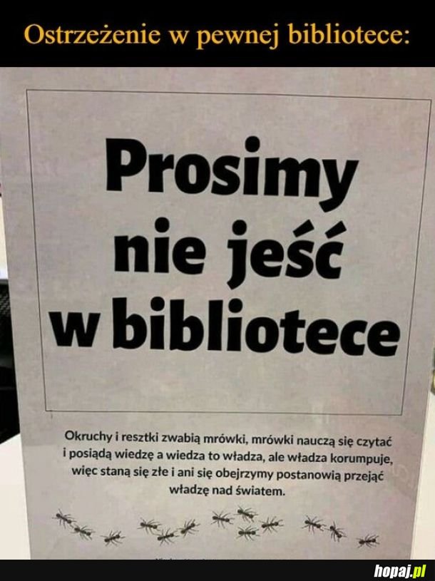 To dlatego nie można jeść w bibliotece