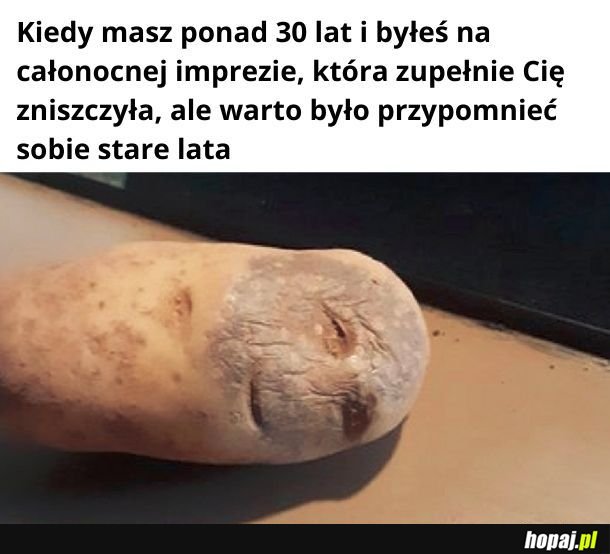 Imprezowy, zniszczony ziemniak