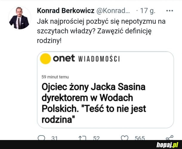 No i teść zapewne posiada cały folder kompetencji i kwalifikacji.