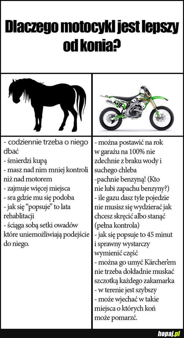 Dlaczego motocykl jest lepszy od konia?