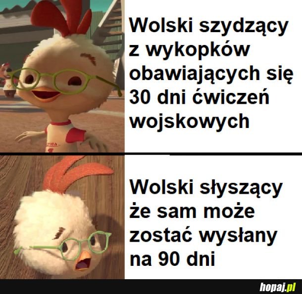 &quot;Ekspert wojskowy&quot; dowiadujący się, że też może pójść na 90 dni składać i rozkładać za darmo namioty i zostać przeniesiony do czynnej rezerwy