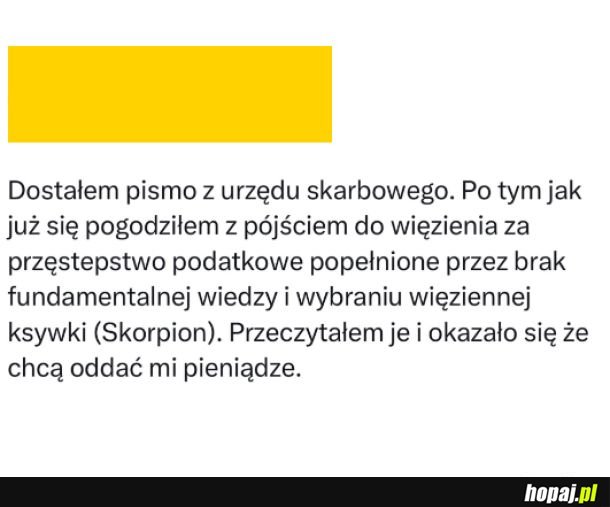 Pismo z urzędu skarbowego