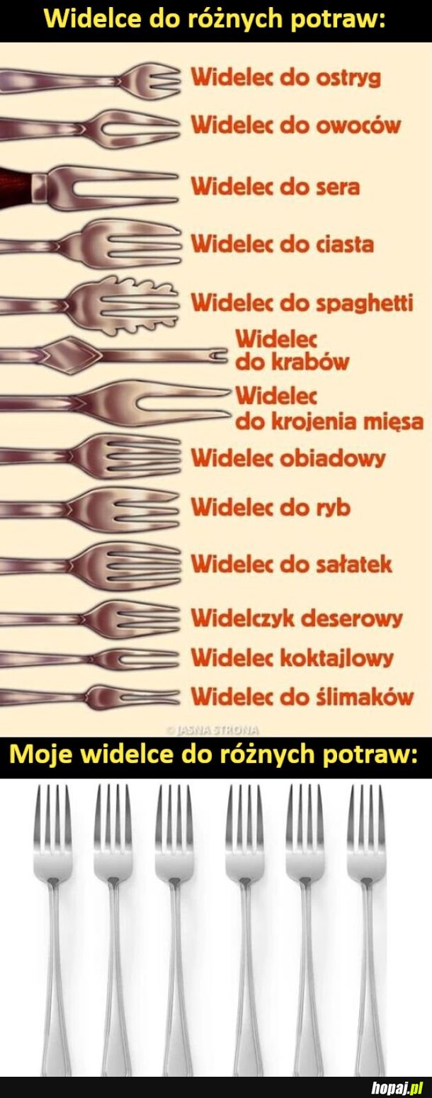 Widelce do różnych potraw