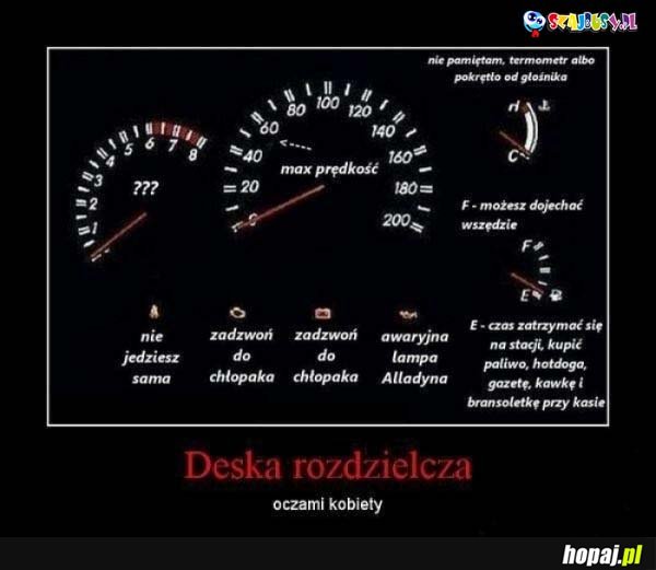 Deska rozdzielcza oczami kobiety