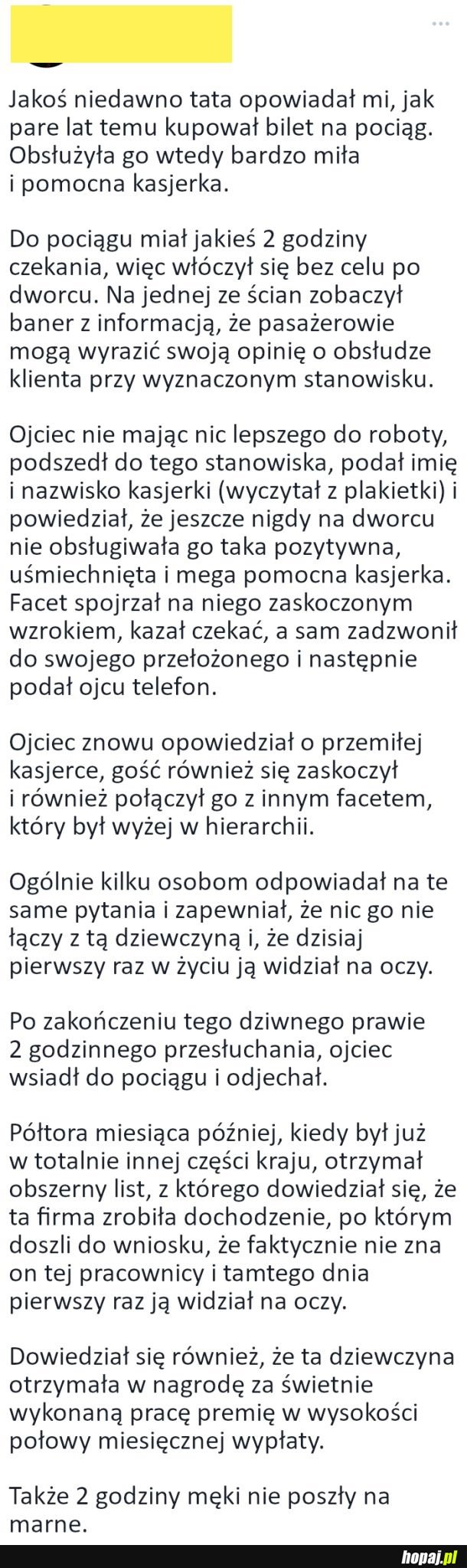 Ojciec opowiedział mi pewną historię