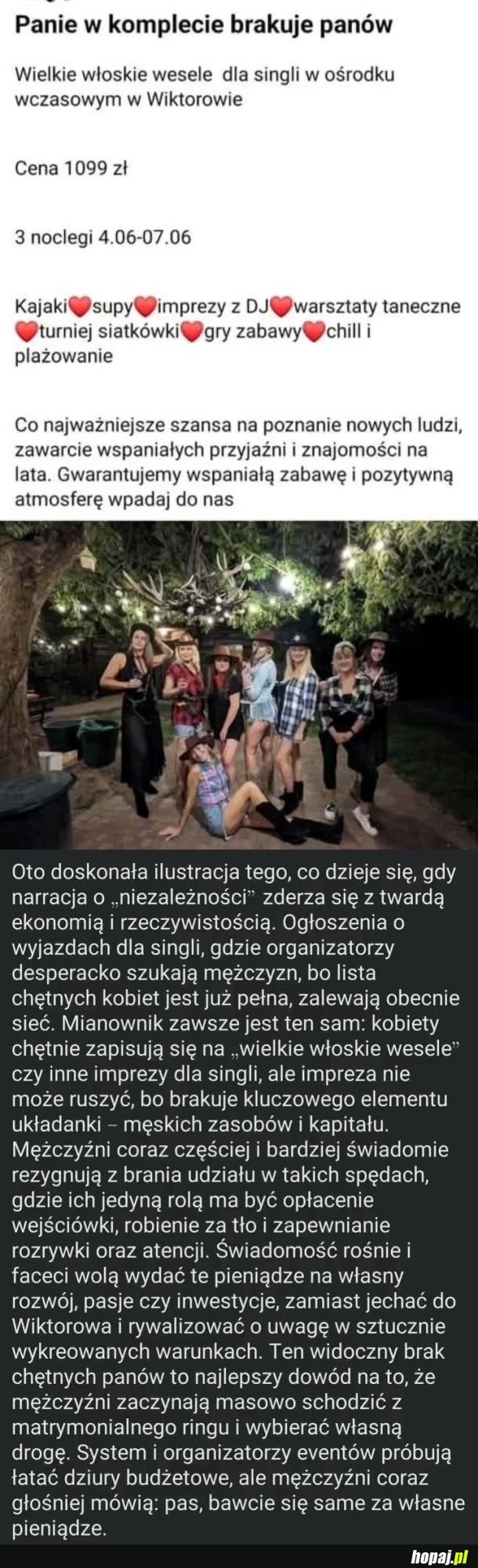 Brakuje panów, ciekawe dlaczego