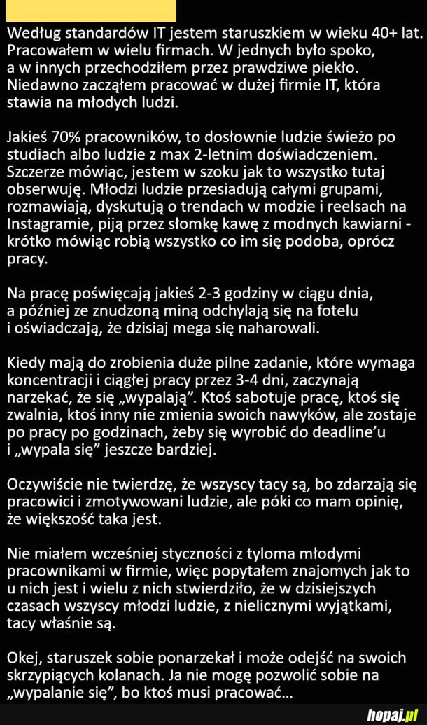 'Staruszek' opowiada o pracy w IT