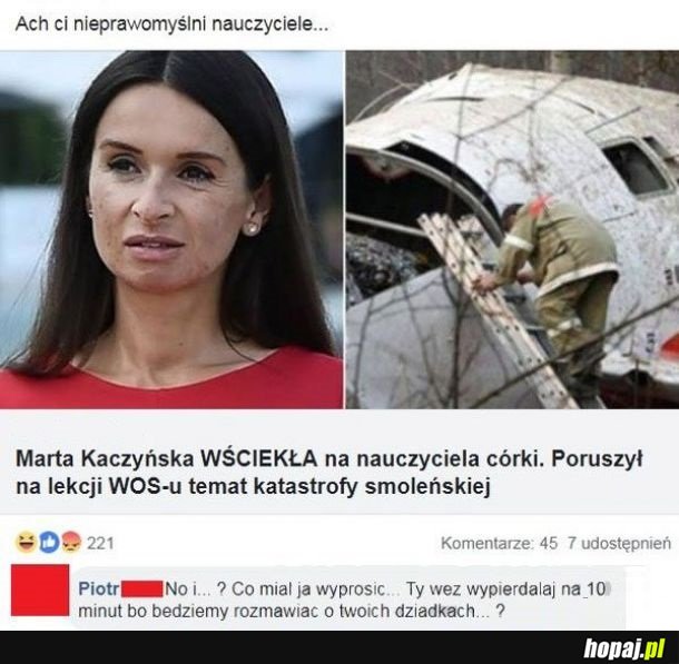 Kaczyńska wściekła na nauczyciela