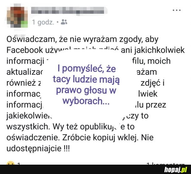 Facebookowe oświadczenie