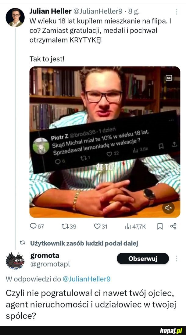 Kolejny bananowy dzieciak od internetowych przechwałek.