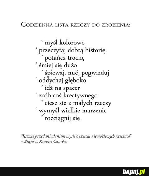 Codzienna lista rzeczy do zrobienia