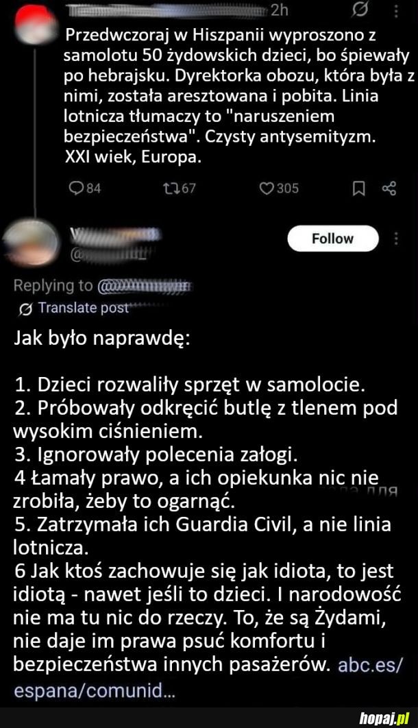 Prawda trochę się rozmija z zaczepnym postem