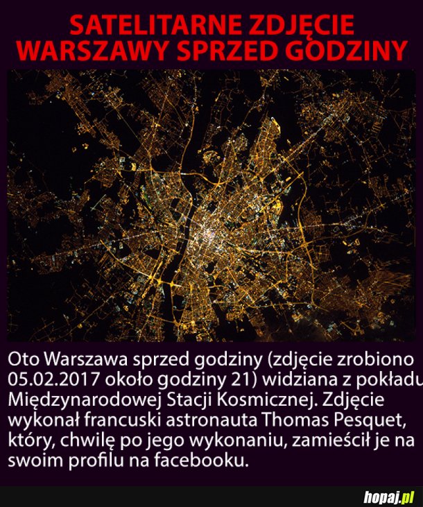 NIEPRAWDOPODOBNE ZDJĘCIE SATELITARNE WARSZAWY SPRZED GODZINY