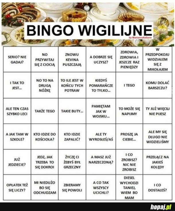 BINGO WIGILIJNE