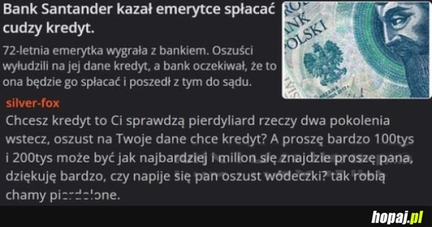 Emerytka wygrała z bankiem