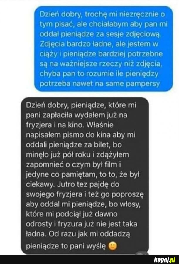 Proszę oddać piniondz